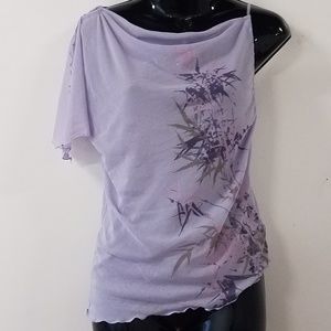 H & M Sheer Floral Purple Blouse Size 10